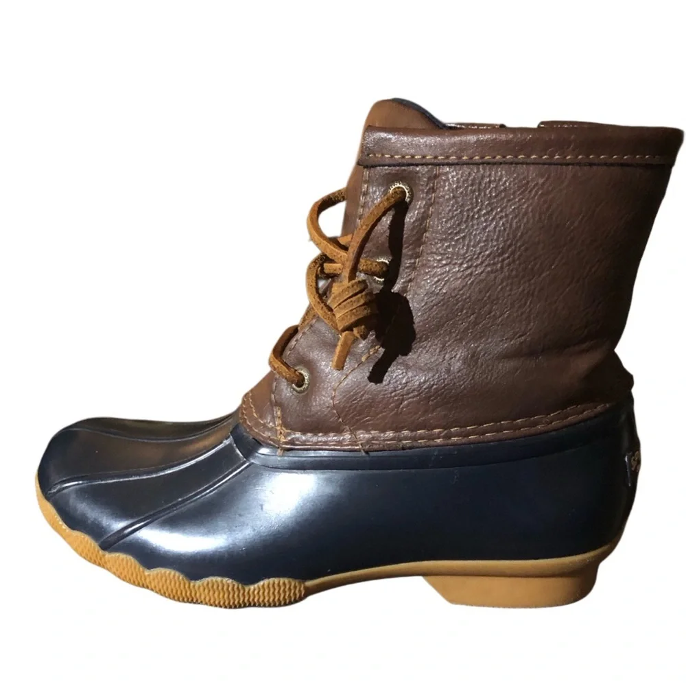 Sperry Kids Blue/ Brown Saltwater Duck Boots Sz 2